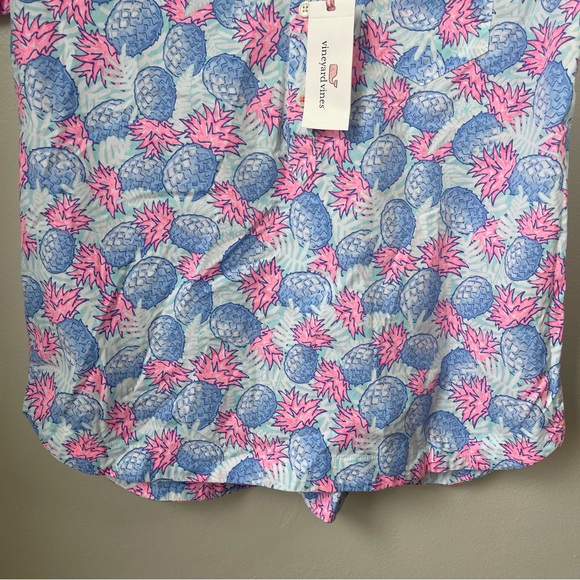 Vineyard Vines pineapple printed popover half button boho tropical shirt size 8 - Picture 7 of 12